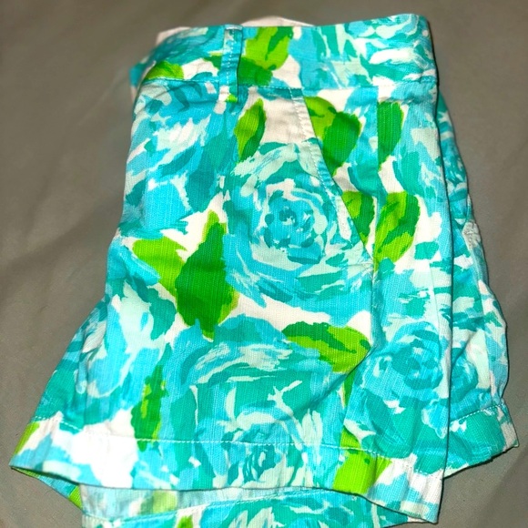 Lilly Pulitzer Aqua and Green Floral Shorts
